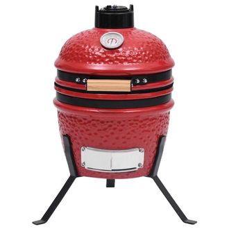 Berkfield Home Durable 2-in-1 Kamado Barbecue Grill Smoker Ceramic 56 cm Red
