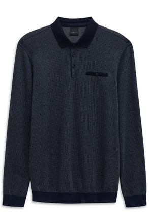 Bugatti Langarm-Poloshirt BUGATTI Modern Fit, Herren, Gr. 4XL, grau (240, grau), 70% Polyester, 30% Baumwolle, unifarben, normal, ohne Ausschnitt, Rippb&uuml;ndche