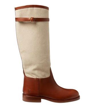 Ralph Lauren Beige Canvas-Leather Riding Boot Size 39.5