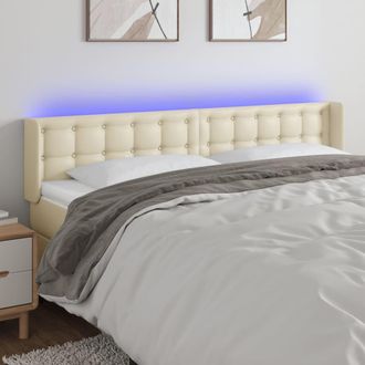 vidaXL Cabecero Con Led Cuero Sint&eacute;tico Crema 163x16x78/88 Cm Vidaxl