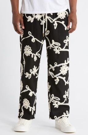 Honor The Gift Floral Ribbon Ankle Pants in Black at Nordstrom, Size Xx-Large