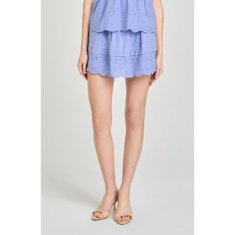 Wayf x Hannah Lovey Porter Goldie Eyelet Detail Cotton Miniskirt (Nordstrom Exclusive) in Chambray at Nordstrom, Size X-Large