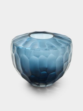 Micheluzzi Glass Goccia Oceano Bamboo Hand-Blown Murano Glass Vase (6in/15cm)