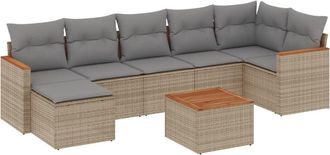 vidaXL Vidaxl - Juego De Sof&aacute;s De Jard&iacute;n Con Cojines Beige 8 Pzas Rat&aacute;n Pe