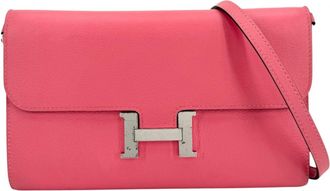 Herm&egrave;s Pink Epsom Leather Chain/Shoulder Wallet (Pre-Owned)