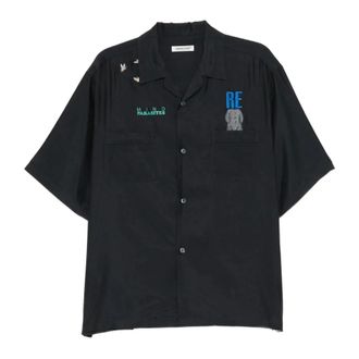 Undercover Shirt met borduursel - Heren - Overhemden - Zwart - Maat: L Poliester