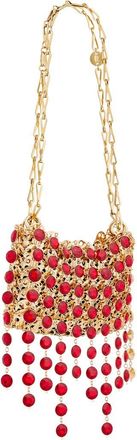 Paco Rabanne Small 1969 Crystal Embellished Shoulder Bag in Gold /Ruby Red at Nordstrom
