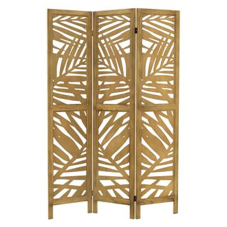 ML Design Ml-design - Biombo Divisorio De 3 Paneles Modelo Kyoto De Madera Natural 170 X 121 Cm, Separador De Ambientes Plegable Para Interiores, Mampara Indepe