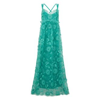 Alberta Ferretti Alberta Ferretti, Maxi Dresses, female, Blue, Size: XL Embroidered Long Dress
