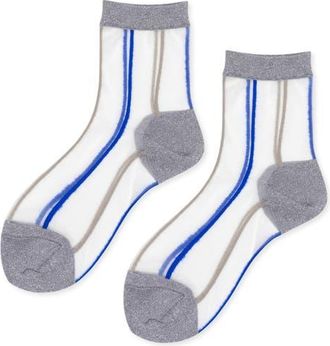 Hansel From Basel Grand Slam Sheer Short Crew Socks in Silver at Nordstrom