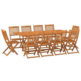 vidaXL Set Comedor De Jard&iacute;n 11piezas Madera Maciza Acacia 220x90x75cm Vidaxl
