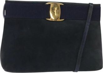 Ferragamo Pre-owned Suede shoulder-bags - Dames - Vintage Schoudertas - Blauw - ONE Size - Su&egrave;de - Vintage
