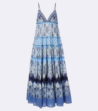 La DoubleJ Vestido largo Nymph de algod&oacute;n estampado