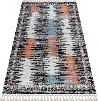 RugsX Rugsx - Alfombra Moderna Belle Br23a Negro / Rosado Franjas Black 120x170 Cm