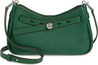 Tory Burch Romy Zip Top Leather Crossbody Bag in Dark Kale at Nordstrom