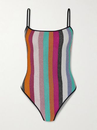 Missoni Costume Da Bagno In Maglia Crochet Metallizzata A Coste E Righe Mare - Multicolore