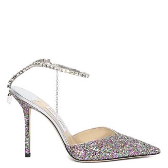 Jimmy Choo London Saeda 100 Coarse Glitter Pumps, Brand Size 34 ( US Size 4 )