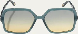 Chlo&eacute; Wavy Rectangle Acetate Sunglasses