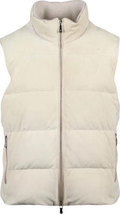 Eleventy White Suede Leather Down Vest