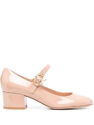Gianvito Rossi Mary Ribbon 50mm patent leather pumps - Neutrals