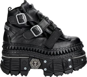 New Rock Enkellaars - Dames - Enkellaarsjes - Zwart - 40 EU - Leer - Schoenen