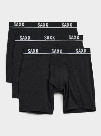 Saxx Mens 6 solid micro-perforated boxer briefs ESSENTIAL PERFORMANCE MESH 3-pack