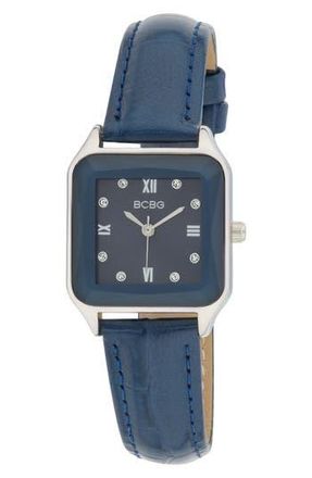 BCBGeneration Prism Faux Leather Strap Watch, 27mm in Blue at Nordstrom Rack