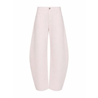 Alaia Round Denim Trousers - female - Ala&iuml;a - Loose Fit Jeans - Pink - 2XS - Jeans
