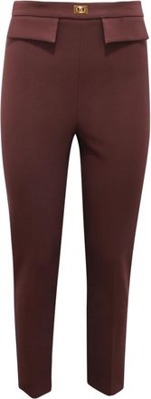 Elisabetta Franchi Pantalone Slim Wo Broeken - Dames - Slim Fit Broeken - Bruin - S - Leer - Broeken