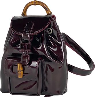 Gucci Bordeaux Bamboo Patent Leather Backpack (Pre-Owned)