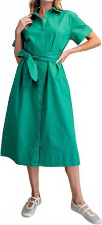 Glam Timeless Tie-Waist Midi Dress In Green