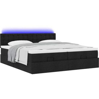 vidaXL Estructura De Cama Otomana Con Colchones Tela Negra 160x200 Cm Vidaxl
