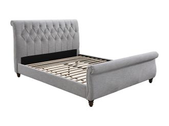 Vente-Unique Cama 160 x 200 cm con cabecero acolchado - Gris - BALANSANO