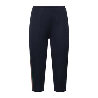 Gucci Rib katoenen jersey broek met Web - Dames - Broeken - Blauw - Maat: S Katoen