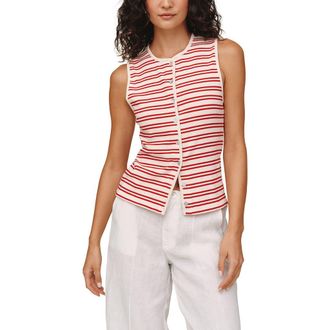 Bella Dahl Sleeveless Front Button Knit Top in Sunset Sail Stripe at Nordstrom, Size X-Small