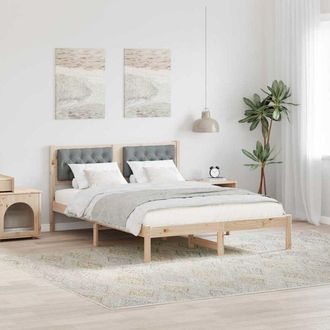 vidaXL Bed Frame Light Grey 150 x 200 cm Solid Pine Wood vidaXL