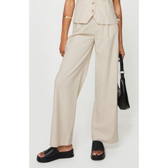 Princess Polly Cassiopeia Vest & Wide Leg Pants Set in Light Beige at Nordstrom, Size 4