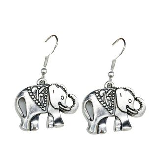 Generic 1Pair Lady Earrings Cute Elephant Hook Dangle Drop Ear Studs Jewelry Accessories Love Gift Silver Practical Treatment
