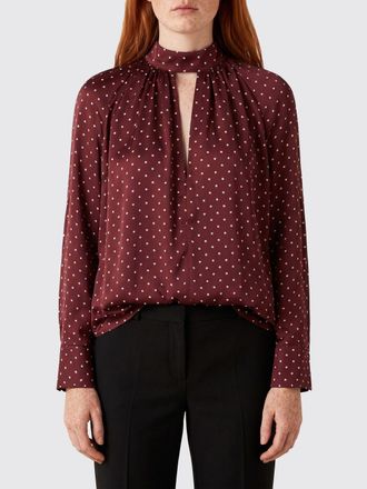 Rotate Blusa a pois in cr&ecirc;pe riciclato con collo alto e scollo a V