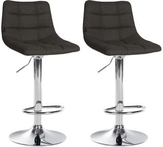 Clp Clp - Set De 2 Taburetes De Bar Jerry En Tela Gris Oscuro Cromado