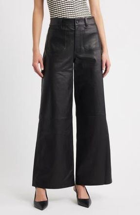 Frame Denim Le Slim Palazzo Leather Pants in Black at Nordstrom Rack, Size 29