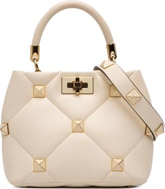 Valentino Pre-owned Valentino Small Nappa Roman Stud The Handle Bag Ladies W55P6E1L9DB9DV9W