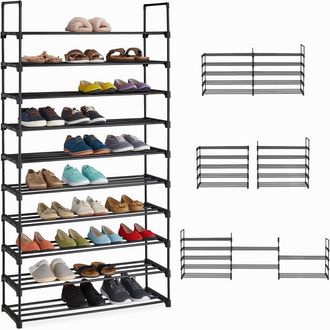 Relaxdays Relaxdays - xxl Shoe Rack 10 Levels, Plug-in System, Hallway Storage Tower, Stable, Extendable, 175,5 x 93 x 30,5, Black