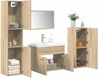 vidaXL Juego De Muebles De Ba&ntilde;o 5 Pzas Madera Ingenier&iacute;a Roble Sonoma Vidaxl