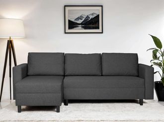 HOME AFFAIRE Ecksofa »GLENOE Schlafsofa mit Bettkasten, Recamiere beidseitig montierbar« L-Form, Masse B/T/H: 230/135/84,5 cm, Velvet & Struktur weich