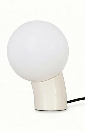 Brightech Vino 8 Curved LED Table Lamp with Globe Forsted Glass Shade and Phone Charging USB-C Port in Cream at Nordstrom