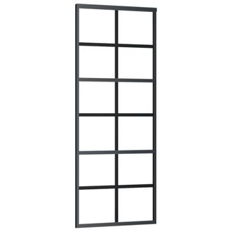 Berkfield Home Sliding Door with Hardware Set ESG Glass&Aluminium 76x205 cm in Black