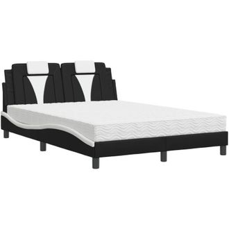 vidaXL Vidaxl - Cama Con Colch&oacute;n Cuero Sint&eacute;tico Negro Y Blanco 140x190 Cm