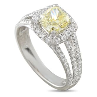 Luxury Bazaar 14K White Gold 2.16ct Fancy Yellow Diamond Ring MF01-073026