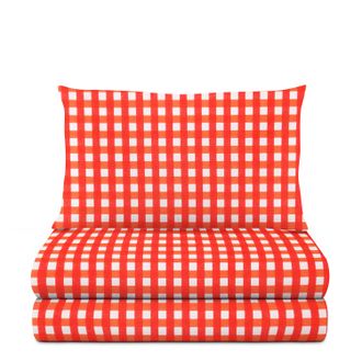 KASANOVA Completo letto 1 piazza e mezza quadretti corallo